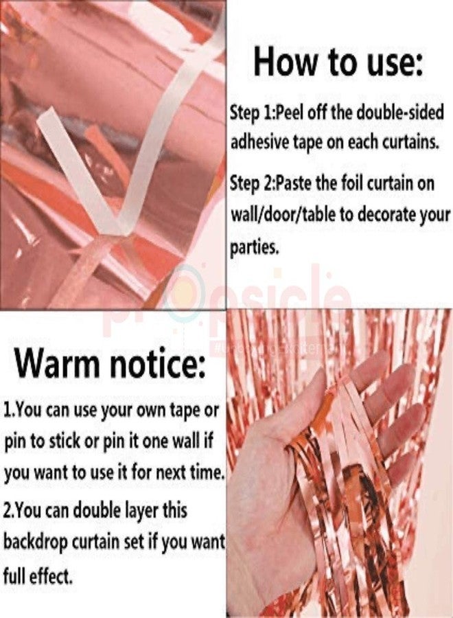 بروبسيكل ستائر بروبسيكل المعدنية اللامعة باللون الذهبي الوردي، قطعتان، مقاس 4 أقدام × 6 أقدام، لتزيين حفلات الذكرى السنوية، وأعياد الميلاد، وحفلات توديع العزوبية، وحفلات استقبال المولود (عبوة من قطعتين) - Image 3